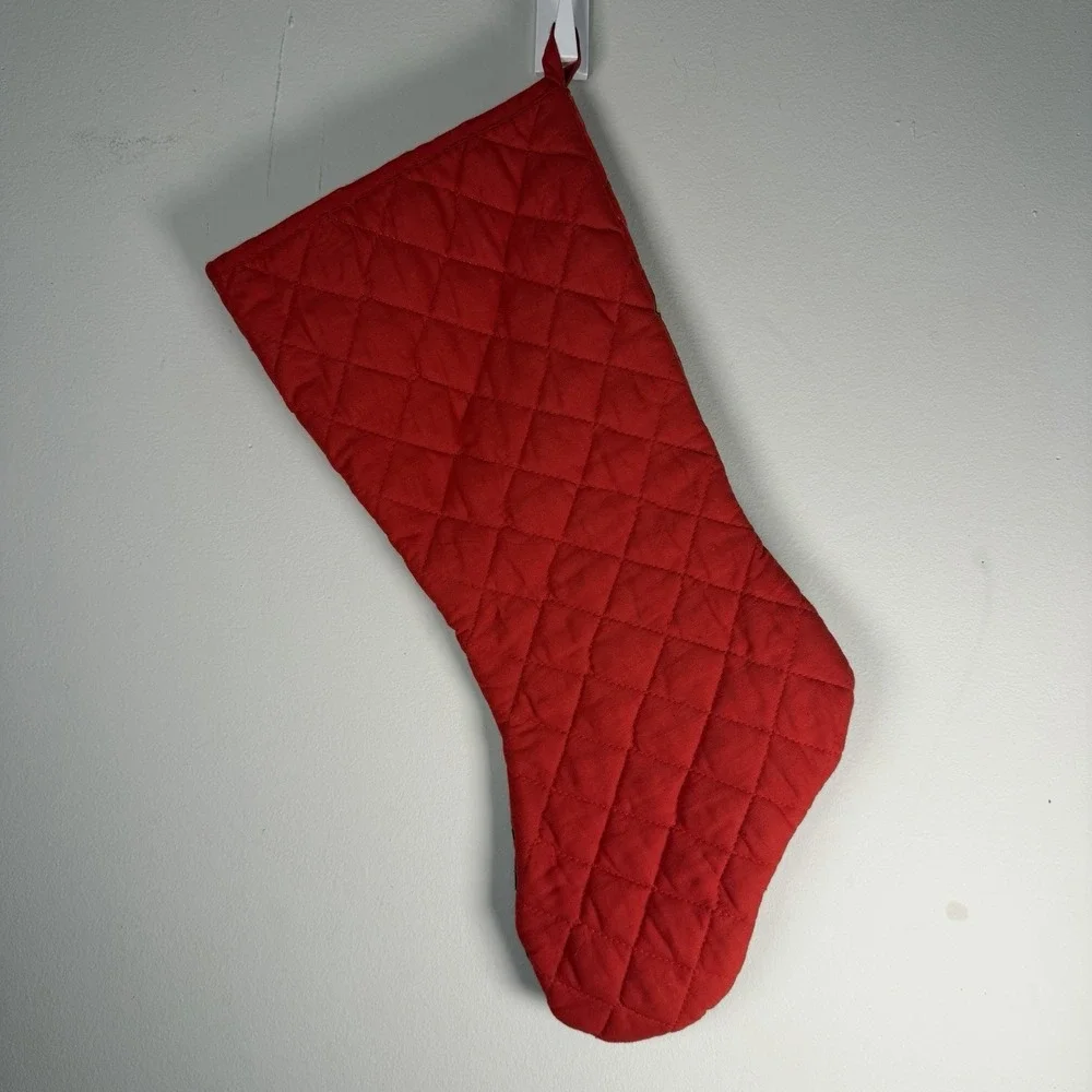 Vintage Handmade Cloth Christmas Stocking Bear Christmas‎ Tree Star Red Holiday
